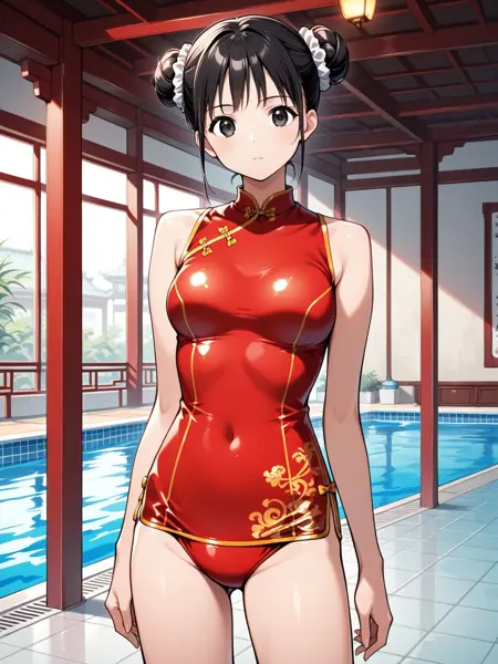Red China Swimsuit