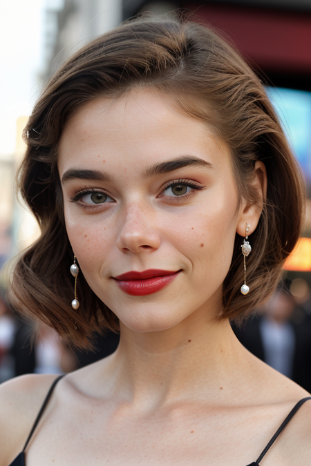 photo of beautiful SashaPorfirova, hair upsweep updo, as a (movie star at a movie premiere, premiere gala, outdoors, Los Angeles, Hollywood, outside a movie theatre:1.3), natural skin texture, smile:1.4, perfect makeup, upper body focus, formal event, modelshoot, pose, (elegant shimmery silk black dress, spaghetti straps), 24mm, 4k textures, soft cinematic light, adobe lightroom, photolab, hdr, intricate, elegant, highly detailed, sharp focus, (cinematic look:1.3), soothing tones, insane details, intricate details, hyperdetailed, low contrast, soft cinematic light, exposure blend, hdr, faded, (paparazzi in background), (red lipstick:1.1), (looking straight at the camera:1.2)