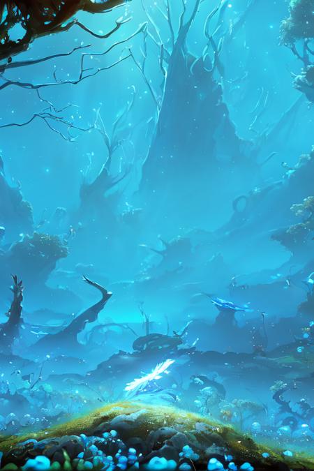 [ori], blue and turquoise blue sky, starry, night forest with water and grass,
(Ori and the Blind Forest), (Ori and the Will of the Wisps), 2D game, digital art,
realistic proportions, sharp focus, (HDR), (8k), (gigapixel), ((masterpiece))