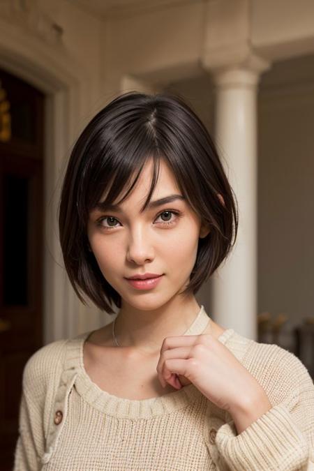 cute girl posing for a photo, good hand and feet ,4k, high-res, masterpiece, best quality, head:1.3,((Hasselblad photography)), finely detailed skin, sharp focus, (cinematic lighting), collarbone, night, soft lighting, dynamic angle, [:(detailed face:1.2):0.2], outside the palace,     short hair bangs, beautiful face, petite, small breast, armpit, seducing pose