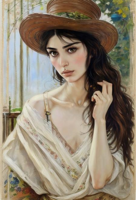 ozge_gurel, Feminine,((Perfect Face)),((Detailed Pupils)), Anders Zorn, [[ilya Kuvshinov]], [[jean,baptiste Monge]], Sophie Anderson, Gil Elvgren, Oil Painting,Evocative Pose, Smirk, Look at Viewer, ((Tee Shirt)).(Intricate),(High Detail), Sharp
<lora:more_details:0.8>,
<lora:ozge_gurel-000008:0.8>,