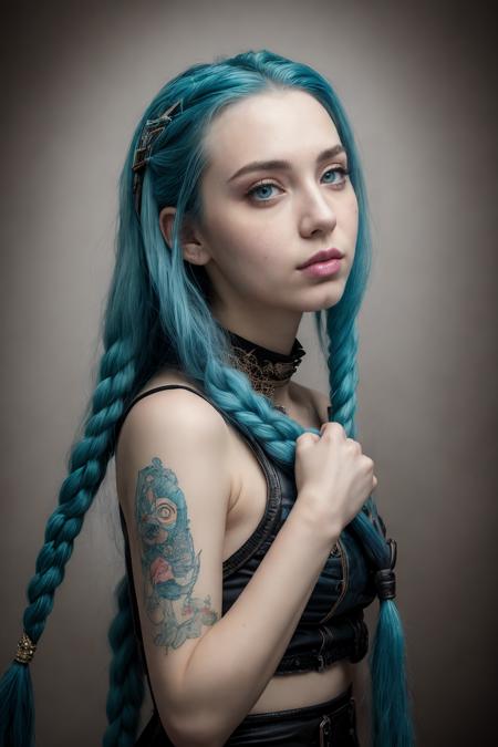 (masterpiece, best quality:1.4),  <lora:JinxLol:0.5> masterpiece, high quality, jinxlol, 1girl, blue hair, fantasy style