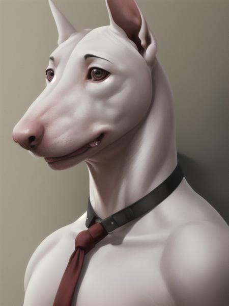 bullterrier, solo, anthro, hyper realistic,