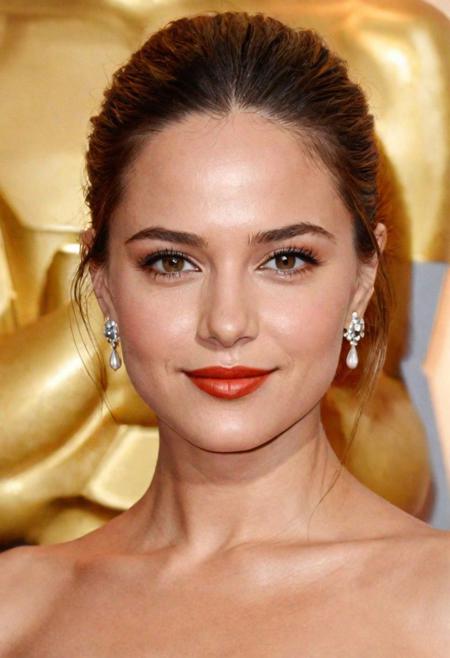 Create an ultra-realistic image of a beautiful, fictional actress. She should have a natural and elegant appearance, with distinct facial features that convey a sense of grace and poise. Her expression should be captivating, perhaps with a subtle smile or a thoughtful gaze, hinting at depth and character. The focus should be on achieving high levels of detail in her features, such as the texture of her skin, the shine in her hair, and the clarity in her eyes. The lighting should be soft and flattering, enhancing her natural beauty. The background should be simple yet classy, ensuring that the actress remains the central focus of the image. This portrait should evoke a sense of Hollywood glamour mixed with a relatable, down-to-earth charm