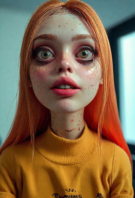 full body shot, extremely realistic and detailed skin texture, insanely clear and detailed eyes, glossy lipstick, full lips, cute small flawless nose, straight hair, bangs, topaz eye color, beautiful face features of a  Russian 18 year old amateur model,
ISO 300, 1/250s, F/2,8, 38 mm, extremely high quality RAW photograph, intricate, exquisite details and textures, highly detailed, ultra detailed photography, 4k, sharp focus, high resolution, 8k UHD, DSLR, high quality, film grain, Fujifilm XT3, looking at viewer, dynamic pose, wide angle view, dark limited palette, low key lighting, (high angle view , close up shot:1.4)
<lora:add-detail-xl:1> <lora:xl_more_art-full_v1:0.5> <lora:looking_at_viewer:2>