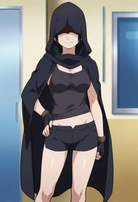 black cloak with shaded face