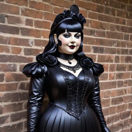 She was considered the curviest and most beautiful of all the goths at the party. cardboard cutout. cat-shaped details. Detailed face.