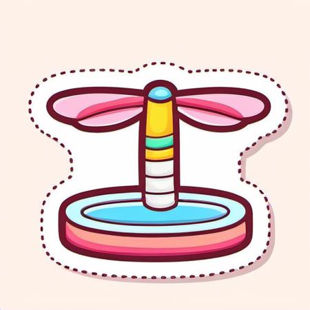 <lora:Game Icon InstituteXL3:1>,(masterpiece, top quality, best quality, official art, beautiful and aesthetic:1.2),(8k, best quality, masterpiece:1.2),a cartoon of a dragonfly on a pink background with a white outline and a pink background with a white outline, simple_background, no_humans, pink_background, trembling, outline, white_outline, food_focus, still_life, objectification