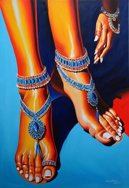 Vibrant,clapping feet, highly detailed, painting