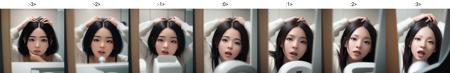 absurdres, higres, ultra detailed, face focus, solo, washroom, indoors, upper body,  pov,
1girl, forehead, open mouth, !?, (hands on own head:1.2), surprised, black hair, black serafuku, long sleeves, looking at mirror, photo realistic,
cinematic lighting, depth of field, HDR, ray tracing, perfect hands, 
<lora:envybetterhandsLocon_beta2:1> <lora:mayunashi_22222_8:-3><lora:maro_eyebrows_22222_8:0>