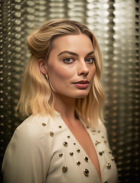 MargotRobbie, [ (art by Mikhail Nesterov:0.7) ,art by Berthe Morisot::3], photograph, Post-Impressionism, Magical Belle Ãpoque Woman, ð, Spiky hair, loop lighting, film grain, Canon R5, Fish-eye Lens, Albumen,  <lora:MargotRobbieSDXL:1>