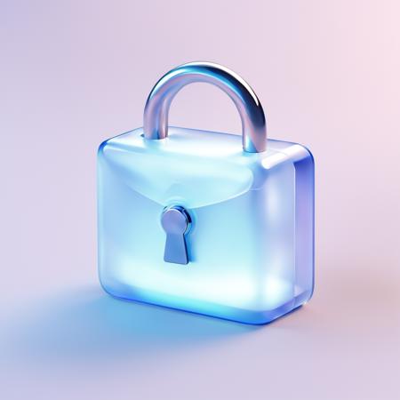 Lock  icon,msstyle,many details,octane render,transparent glass texture,frosted glass