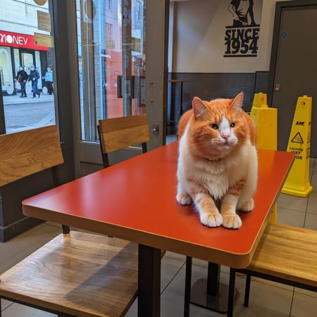 photo of a ginger cat sitting, style by GingerTomCat