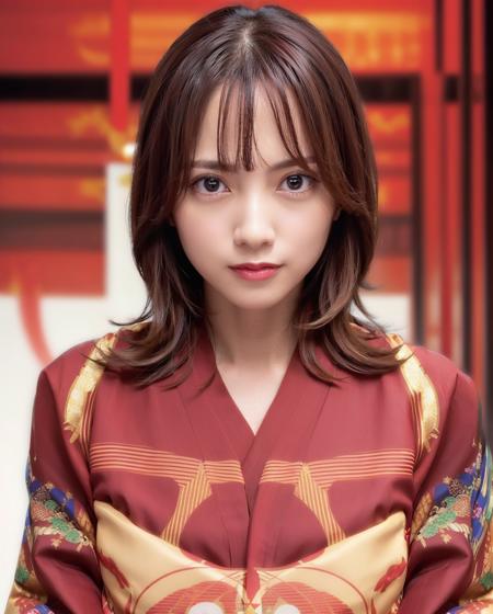 best quality, photorealistic, 8k, high res, 1girl, woman, (skindentation), (professional lighting), (portrait:0.6), (red kimono dress:2), gorgeous, ((black hair)), (medium hair:1.4), (floating hair:1.6), (1girl eyes looking at viewer:1.5), ((looking at viewer:1.6)), (looking at the camera), photorealistic, (bokeh), (portait:0.6), (dynamic pose:1.2), masterpiece, intricate, realistic, sharp focus, award-winning photograph, sfw, (smile:1.2),  <lora:nashiko-3750:0.76>