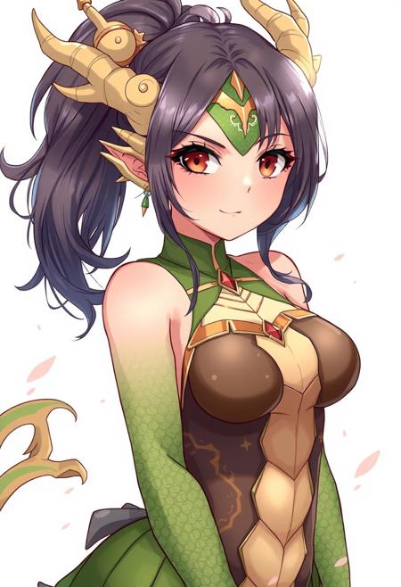 anime style, female dragon humanoid