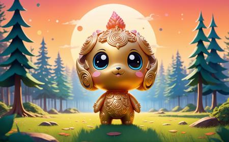 psychedelic style Adorable Kawaii, A captivating scene unfolds where a formidable creature, embodying the essence of both a warrior and a subtle, festive spirit, looms. This being, whose very aura resonates with the hues of sun-kissed gold, stands poised in an elusive forest. Its appearance is an intricate blend of fearsome strength and a strangely inviting charm. Adorned with nature's own ornaments that hint at a seasonal, celebratory theme, it exudes an enigmatic mix of menace and mystery. The setting sun casts a golden glow, accentuating its formidable silhouette against the dense, whispering woods.
, pretty, cute, adorable, kawaii . vibrant colors, swirling patterns, abstract forms, surreal, trippy