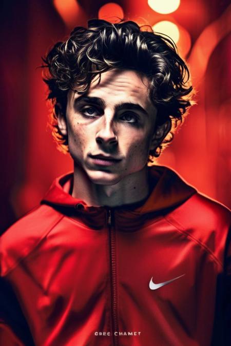 Timothe Chalamet a man <lora:Timothe-Chalamet-000002:1>, realistic photo in a worn ((skin-revealing skimpy erotic red tracksuit, massive hairy pecs)), big pecs, big arms, bulge, VPL, ((light bokeh)), intricate, (steel metal [rust]), elegant, erotic, exuding sexual energy, homoerotic, sharp focus, photo by greg rutkowski, soft lighting, vibrant colors, (masterpiece), ((streets)), (detailed face), looking at viewer, light smile, night, walking towards viewer, cinematic lighting, beautiful lighting, cinematic lighting, (hazy filter, film grain:1.2)