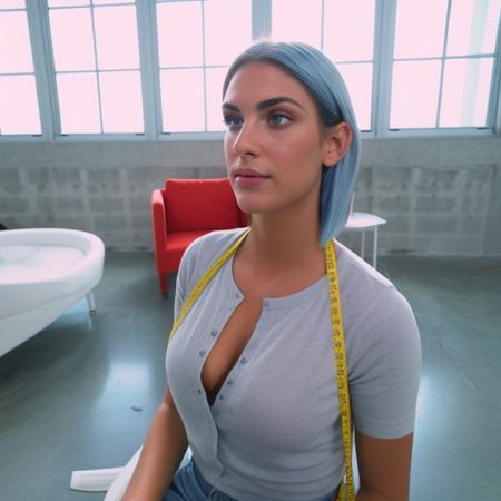 <lora:aamcblg:.8>,aamcblg, indoors, white shirt, brown eyes, ring, interracial, 
22 year old,  
perfect skin perfect face ,
 American  model,  
pretty face, , pretty eyes,
Cetacean Blue hair , 
photorealistic ,
 open in winamp lighting, real life, 
,
realistic,