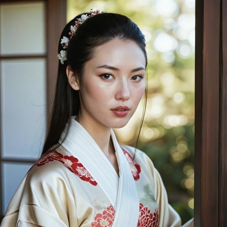 analogue portrait photo of a beautiful 25 years old woman, clear focus, high resolution image, ,Wearing traditional japanese clothes kimono,photo Fantasy art combining the styles of Boris Vellejo and Luis Royo,Photorealistic, real photo, god rays, 1girl, 21yo,realistic, ,Sexy pose, erotic pose, exhibitionism ,Cliffside mansion
