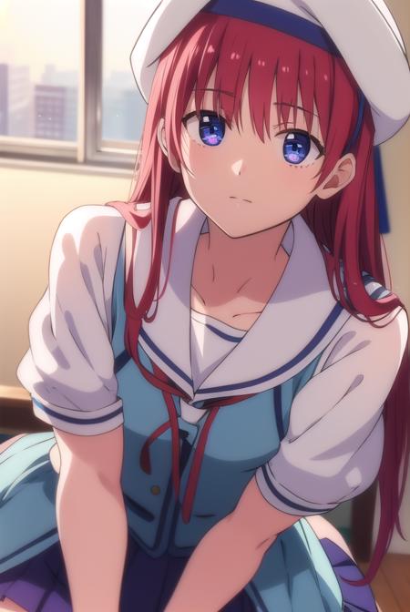 kotorishirakawa, <lora:kotorishirakawatest:1>,
kotori shirakawa, long hair, blue eyes, red hair,  (small breast:1.2),
BREAK skirt, hat, school uniform, short sleeves, socks, puffy sleeves, puffy short sleeves, beret,
BREAK looking at viewer,
BREAK indoors, classroom, 
BREAK <lora:GoodHands-vanilla:1>, (masterpiece:1.2), best quality, high resolution, unity 8k wallpaper, (illustration:0.8), (beautiful detailed eyes:1.6), extremely detailed face, perfect lighting, extremely detailed CG, (perfect hands, perfect anatomy),