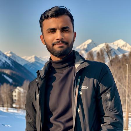 A stunning intricate full color portrait of (SheeroA man:1),
wearing a black turtleneck, Pakistani, brown skin, Detail eyes, Clean and sharp eyes,
epic character composition, mountains in background, northern area, cold,
by ilya kuvshinov, alessio albi, nina masic,
sharp focus, natural lighting, subsurface scattering, f2, 35mm, film grain, perfect center