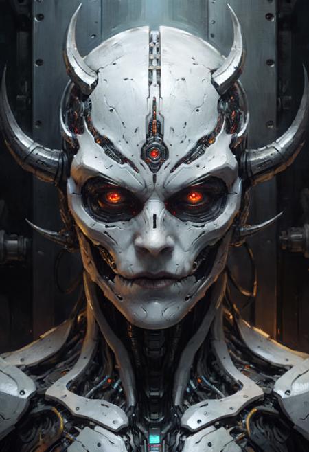 symmetrical ghost demon, cyberpunk, hyper-realistic, intricate design, insanely detailed, extremely fine details, sharp lines, steel, cinematic lighting, Photorealistic, a detailed painting, best quality, high quality, absurdres, intricate detail, masterpiece, cinematic, highly detailed, motion blur, film grain, noise, lens effects, simple background, melancholy
<lora:ClassipeintXL1.9:1>, <lora:xl_more_art-full_v1:0.3>, <lora:add-detail-xl:0.5>