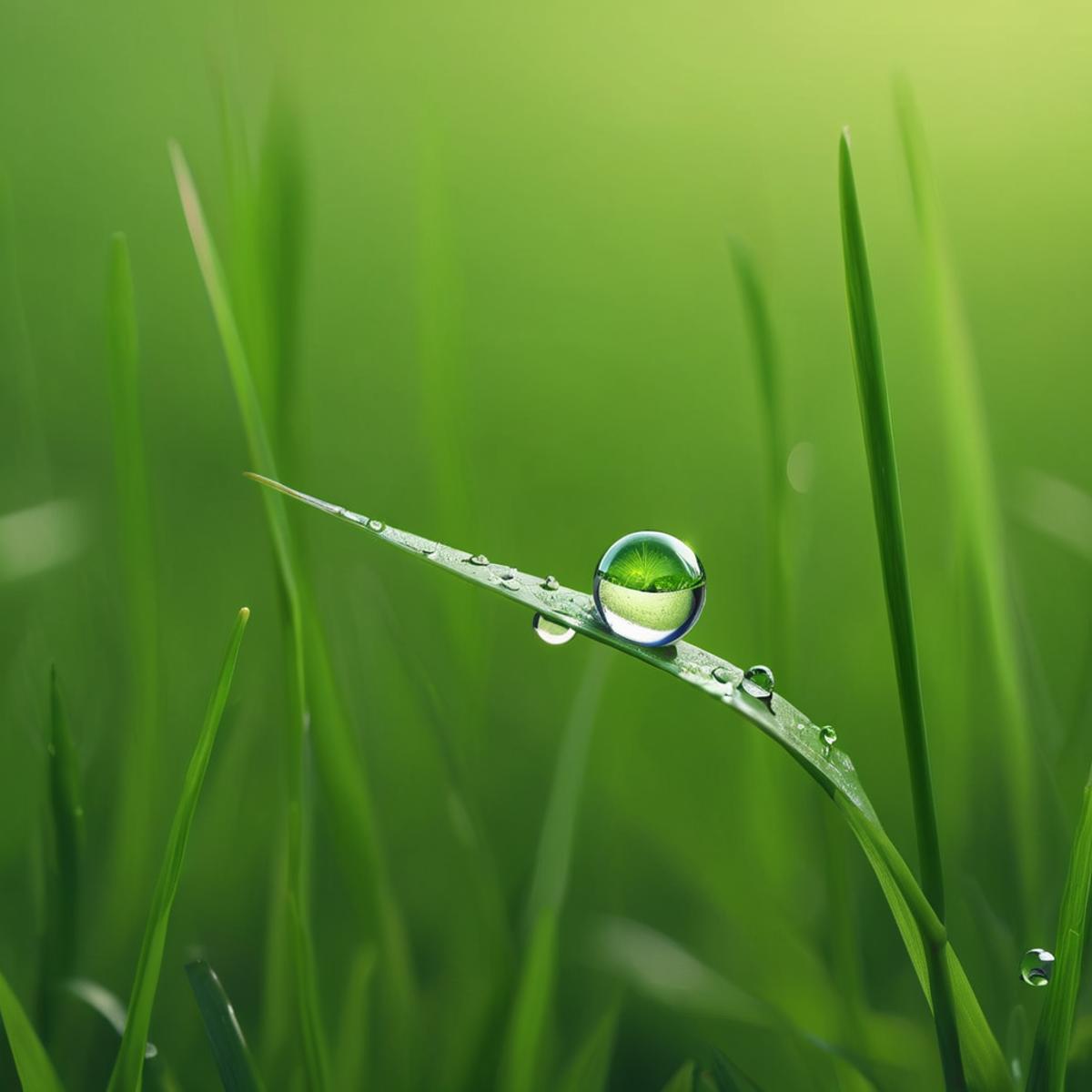 A green leaf with a drop of water on it.