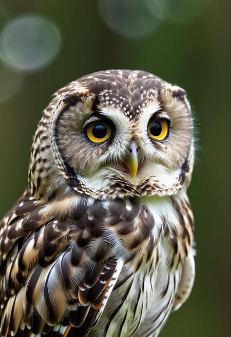portrait, masterpiece, 4k, ray tracing, intricate details, highly detailed, hyperrealistic, 8k RAW editorial photo.
an adorable little owl, head with a tilt and a slight blink. The owl's feathers should be soft and fluffy, the background should be a muted forest, dramatic light, shallow depth of field, high budget,