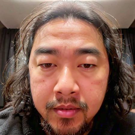 Selfie512 of a man,RAW photo ,(high detailed skin:1.2),8k uhd, dslr, soft lighting, high quality, ultra realistic, best quality, ultra high res, bangs, indoors, detailed face, detailed black hair, detailed eyes,