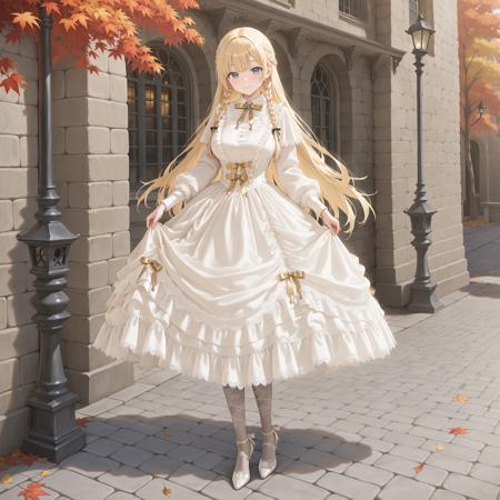 Lolita dress: white lace ruffled medium dress v1.0