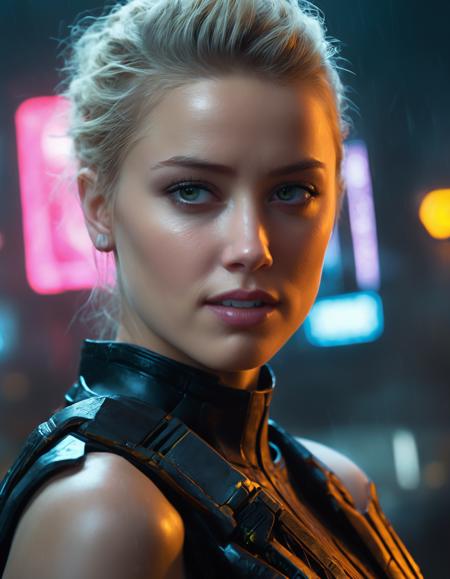 a woman (ohwx woman) <lora:amberheard_lora_sdxl_v1-000008:1> by artgerm, photorealistic dramatic volumetric lighting ultra HD 8k high detail concept design 4K 3D unreal engine hyperrealism cyberpunk 2077 octane render in the style of blade runner and chrome 2 hardsurface scattering