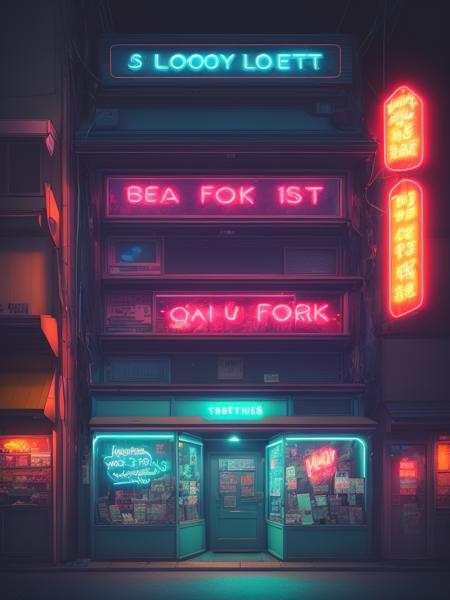 <lora:lora_NeonNight:1>a store front with neon lights at night time