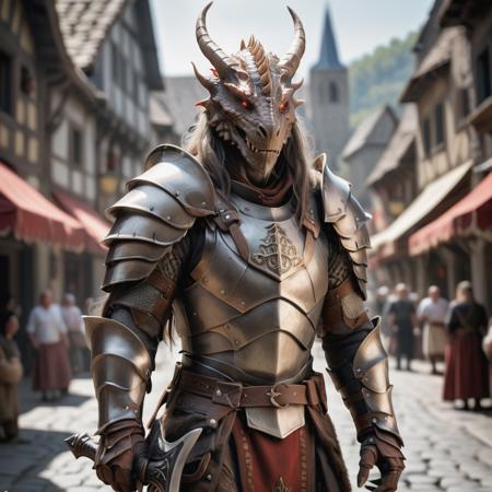 highly detailed photo of a (dragonkin):1.2 on a medieval street in a village,

dragonkin, solo, long hair, red eyes, weapon, male focus, horns, sword, armor, blurry, blurry background, helmet, shoulder armor, gauntlets, pauldrons, full armor,

medieval town with peasants,

depth of field:1.2, blurry, blurry background,
realistic:1.3,

photorealistic,
fantasy, cinematic,
32k, best quality, 
god rays:1.2,
dappled sunlight:1.1,




