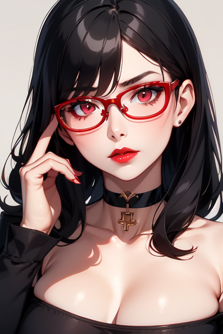 elisabeth, red glasses, red eyes, cross on chest