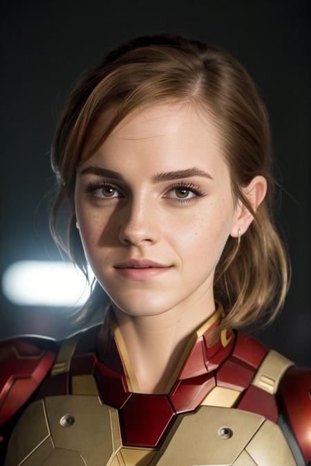 masterpiece, stunning closeup portrait photo of emwt, wearing iron man mark II armor suit, cosplay,  8k uhd, dslr, bright lighting, high quality, film grain, Fujifilm XT3
 <lora:EmmaWatsonReduxDogu:1>