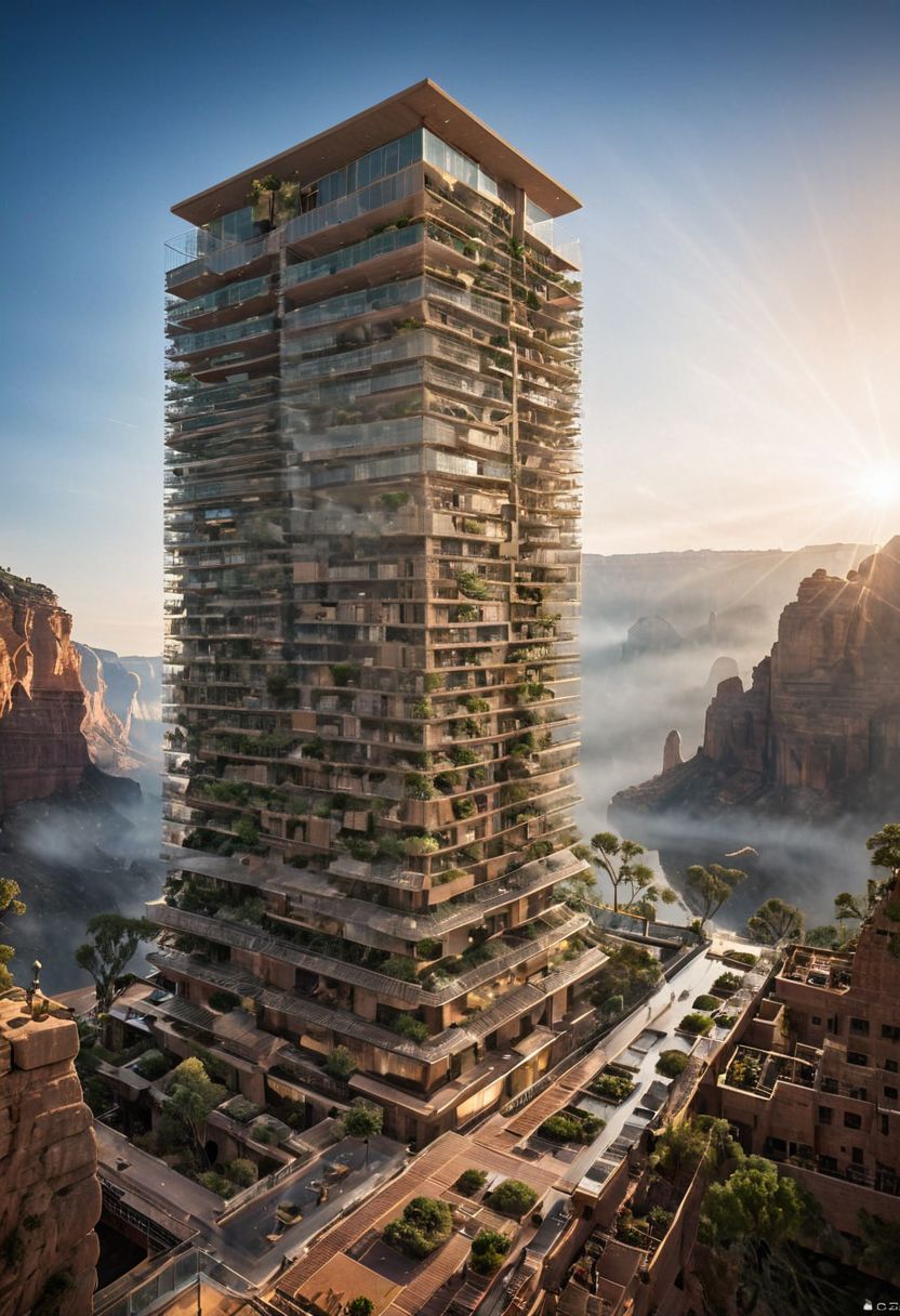 (The colonial city of the future, in the mist-filled Grand Canyon, on an unknown Earth-like planet, 2 moon on sky, Spaceship flight connects colonies:1.3), (Richard Meier:1.2), (Mario Botta:1.3), (avant-garde, future, reality, science fiction, photorealistic), (modern architecture:1.2), 
(Large Files, Ultra Realistic, 8K, 16k, FHD, HD, VFX, Perfect, Photography, composition, Architecture Sales Photography, Architecture Competition, Ultra High Resolution, Cinematography, High Resolution Image:1.1), (dramatic lighting, direct sunlight, ray tracing, clear shadow:1.2),  (real landscape:1.1), (blurred background:1.0), (urban background, more_details) ,
ac_neg1, great lighting, clear, frames, cliffbuilding