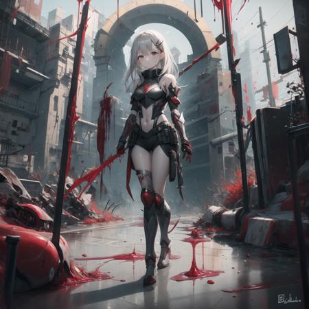 (masterpiece:1), (best quality:1),1girl,(team:1.1), (portal:1.2), (blood:1.25), armor, grey theme <lora:S12 v4.2 dynorm_276739:1>