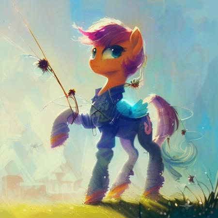 pony scootaloo, intricate linework, intricate detail, free-blown glasswork, caneworking, [neat:3, ]amazing, intricate, trending on ArtStation, pony[ arbeitsrat fr kunst:6] [pop art :3]by (Howard Finster Ismail Inceoglu Qing Han:[1.1:1.24:5])