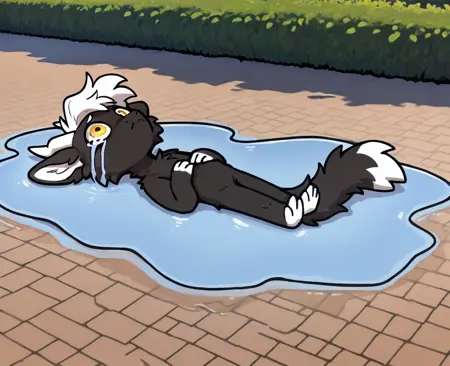 in a puddle of tears & lying and crying | meme concept