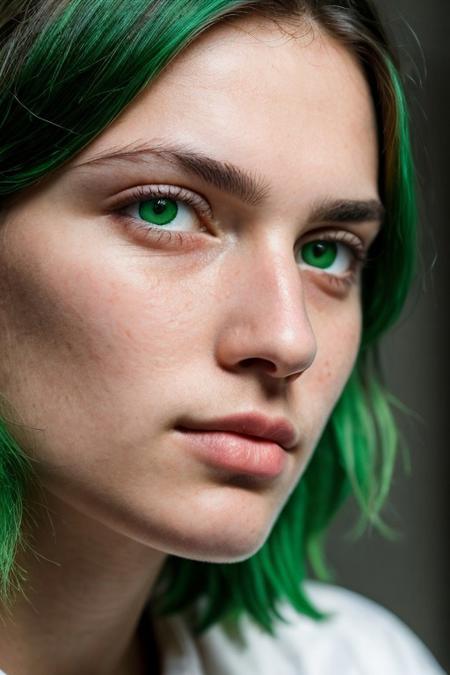 cute 18y white femboy with emo green hair, pov camera, front view, green hair, young face, cute face, freckles, cute eyes, (soft beard) skin pores details high quality, skin imperfections, detailed house-inside, 8k, high quality, realistic, detailed skin, photorealistic (detailed background) (close-up), (detailed face), extremely detailed skin texture, hd, skin high quality details, (photorealistic), (ultra realistic), effeminate boy, perfect green eyes, ultra detailed eyes, realistic