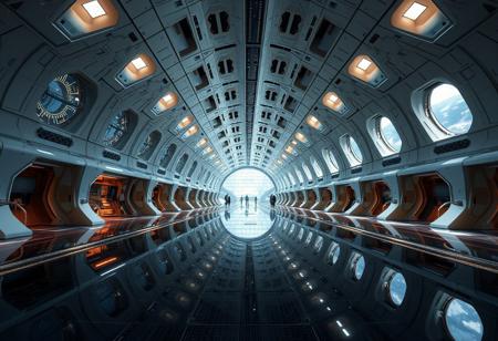 In real life, hyper detailed, High res digital photo, Sleek organic designed space port concourse