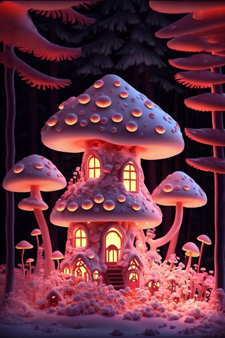 3dfz, mushroom, no humans, tree, house, night, scenery, outdoors, window, glowing,
tilt-shift,best quality,masterpiece,realistic,HDR,UHD,8K,