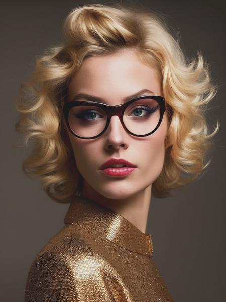 <lyco:SachaGoldberger:1.0> a blonde supermodel with eyeglasses character by Sacha Goldberger