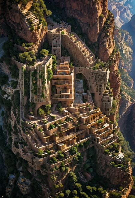 (The colonial city of the future, in the mist-filled Grand Canyon, on an unknown Earth-like planet, 2 moon on sky, Spaceship flight connects colonies, waterfulls:1.3), (Machu Picchu, a mountain settlement, incredibly spectacular:1.2), (Mario Botta:1.3), (avant-garde, future, reality, science fiction, photorealistic), (modern architecture:1.2), 
(Large Files, Ultra Realistic, 8K, 16k, FHD, HD, VFX, Perfect, Photography, composition, Architecture Sales Photography, Architecture Competition, Ultra High Resolution, Cinematography, High Resolution Image:1.1), (dramatic lighting, direct sunlight, ray tracing, clear shadow:1.2),  (real landscape:1.1), (blurred background:1.0), (urban background, more_details) ,
ac_neg1, great lighting, clear, hillscastel, extrusionbuilding, vertical