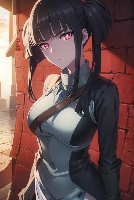 tateglass, <lora:tate glass s1s2-prune-lora-nochekaiser:1>,
glass, bangs, black hair, twintails, blunt bangs, (red eyes:1.3), (slit pupils:1.5), (bright pupils:1.5), short hair,
BREAK gloves, armor, breastplate,
BREAK outdoors, forest, nature, sky, sun, clouds,
BREAK looking at viewer, (cowboy shot:1.5),
BREAK <lyco:GoodHands-beta2:1>, (masterpiece:1.2), best quality, high resolution, unity 8k wallpaper, (illustration:0.8), (beautiful detailed eyes:1.6), extremely detailed face, perfect lighting, extremely detailed CG, (perfect hands, perfect anatomy),