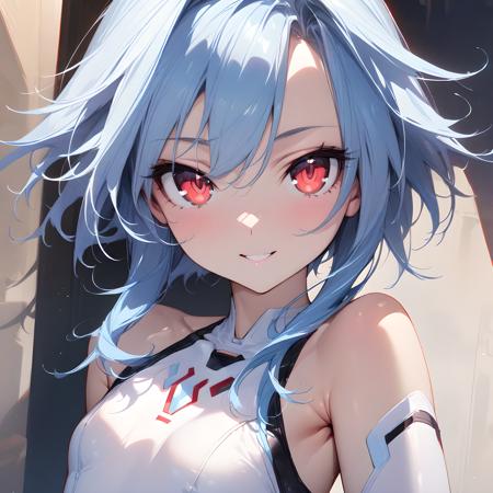 white heart red eyes, white hair, symbol shaped pupil, power symbol tsunako artstyle