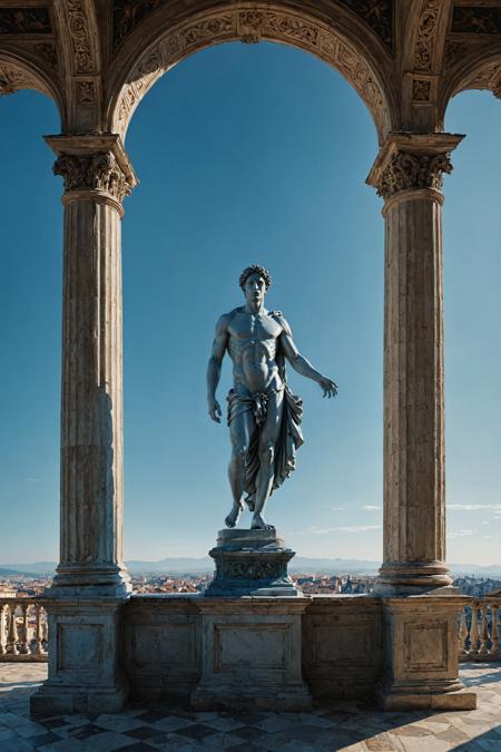 (photo by Hugo Cifuentes and KÄstutis StoÅ¡kus:1.2), award winning,
(aesthetic of renaissance art with zestful atmosphere:0.5), global illumination, clear background,
unique remarkable stroke of genius with superb details,
(sky blue and indanthrone blue colors:0.1),