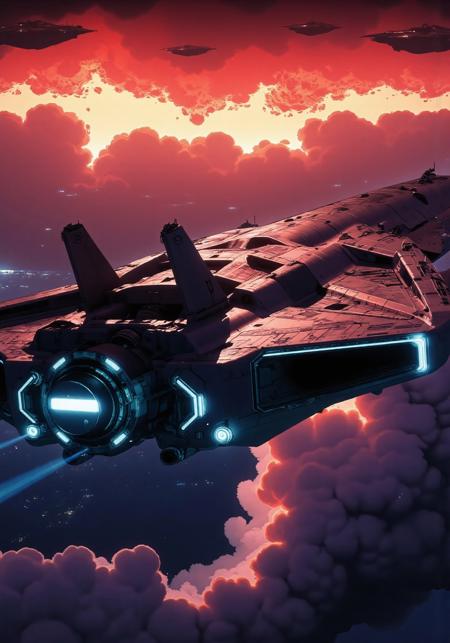 breathtaking digital artwork captures a futuristic stealth fighter slicing through a surreal, cinematic dawn. Forged from matte obsidian alloy, the angular fuselage absorbs and reflects deep crimson and amber gradients from the storm-kissed horizon. Neon-blue LED trims pulse across the cockpit and wing seams, hinting at advanced avionics beneath the sleek exterior.
A massive front intake and streamlined geometry give the craft a sense of raw velocity and silent dominance, emphasizing stealth and brutal elegance. Above, the sky churns with molten reds, burnt oranges, and bruised purples—fiery clouds spiraling into high-contrast shadows. The atmosphere is charged with kinetic tension, as if frozen mid-flight in a moment of glory.
This scene merges hyper-detailed 2D illustration with high-concept cinematic storytelling. Every panel gleams with refined textures, volumetric lighting, and atmospheric layering. Both heroic and ominous, it evokes the apex of human innovation soaring through the storm of a new era—ideal for a high-resolution, wallpaper-worthy digital masterpiece.
