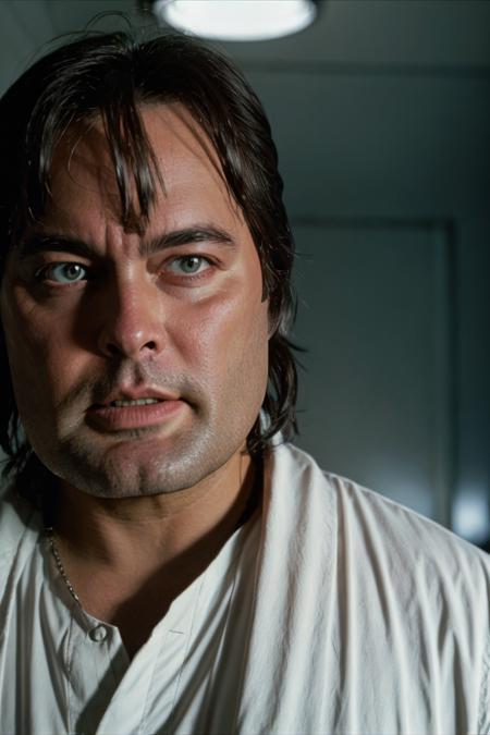 RAW photo, robert_zdar as a 1980s sci-fi movie villain, eyepatch, 8k uhd, dslr, soft lighting, high quality, film grain, Fujifilm XT3, <lora:robert_zdar_1500:0.75>