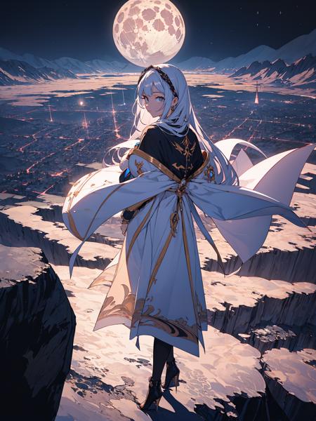 (beautiful girl:1.3),  cute girl,
BREAK
, Design a moon goddess, with lunar-inspired attire, and a connection to the night sky.
BREAK
, Create a panoramic image, capturing a wide field of view and showcasing expansive landscapes or cityscapes.